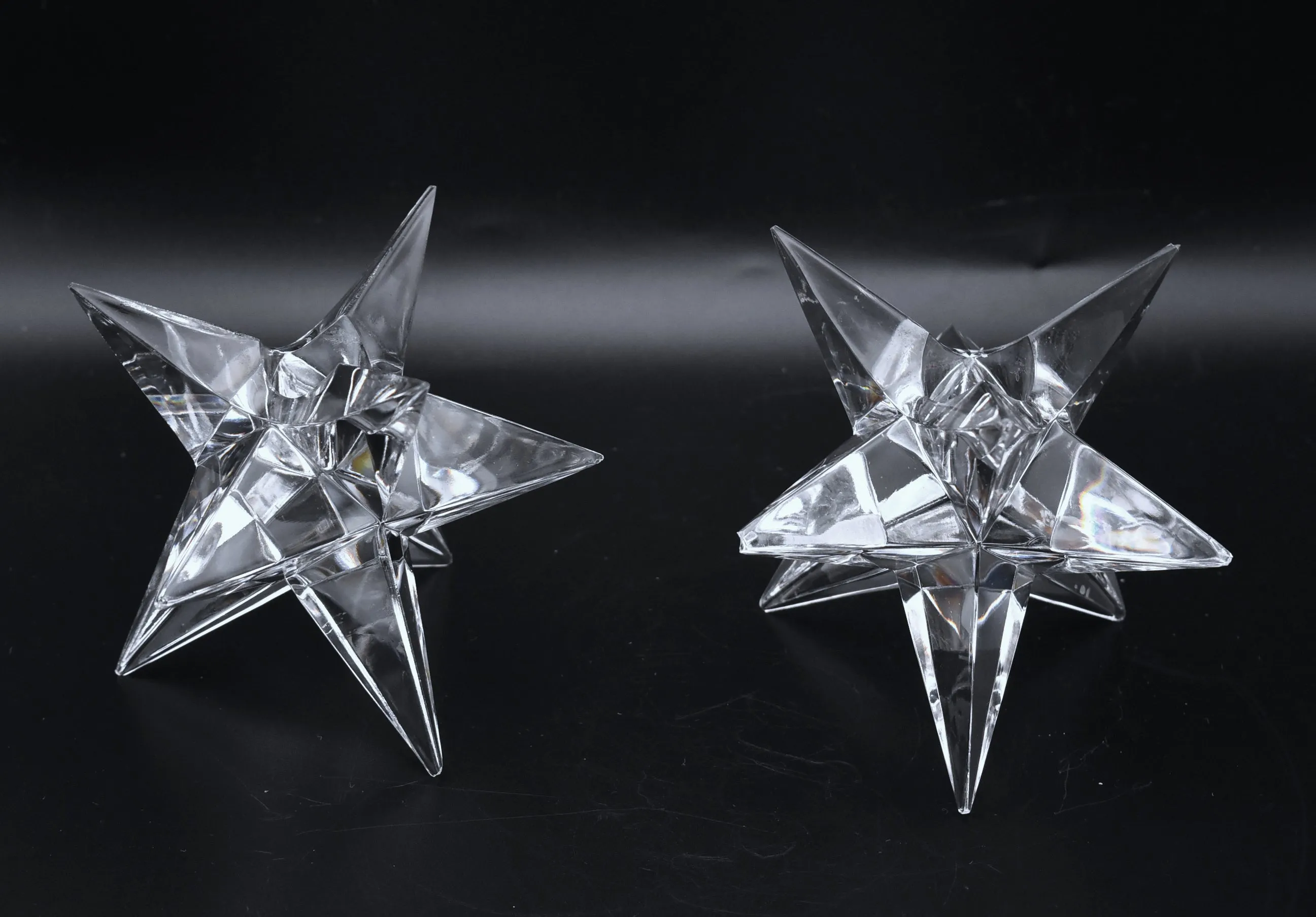 Rosenthal - Vintage Crystal Star Candle Holders Pair - AS IS