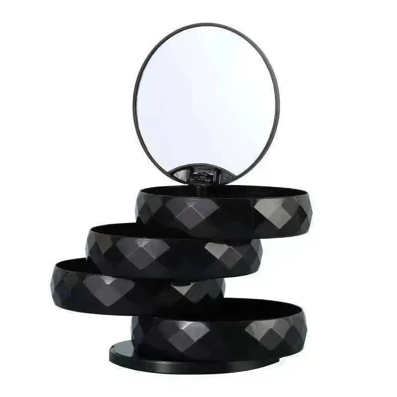 Rotating Multi layer Flannel Belt Mirror Jewelry Box