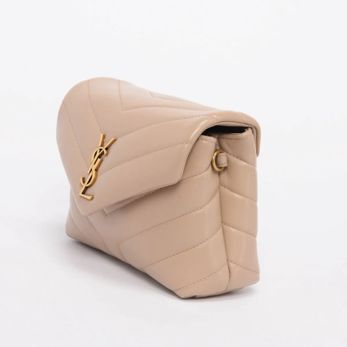 Saint Laurent Dark Beige Calfskin Toy Loulou Flap Bag