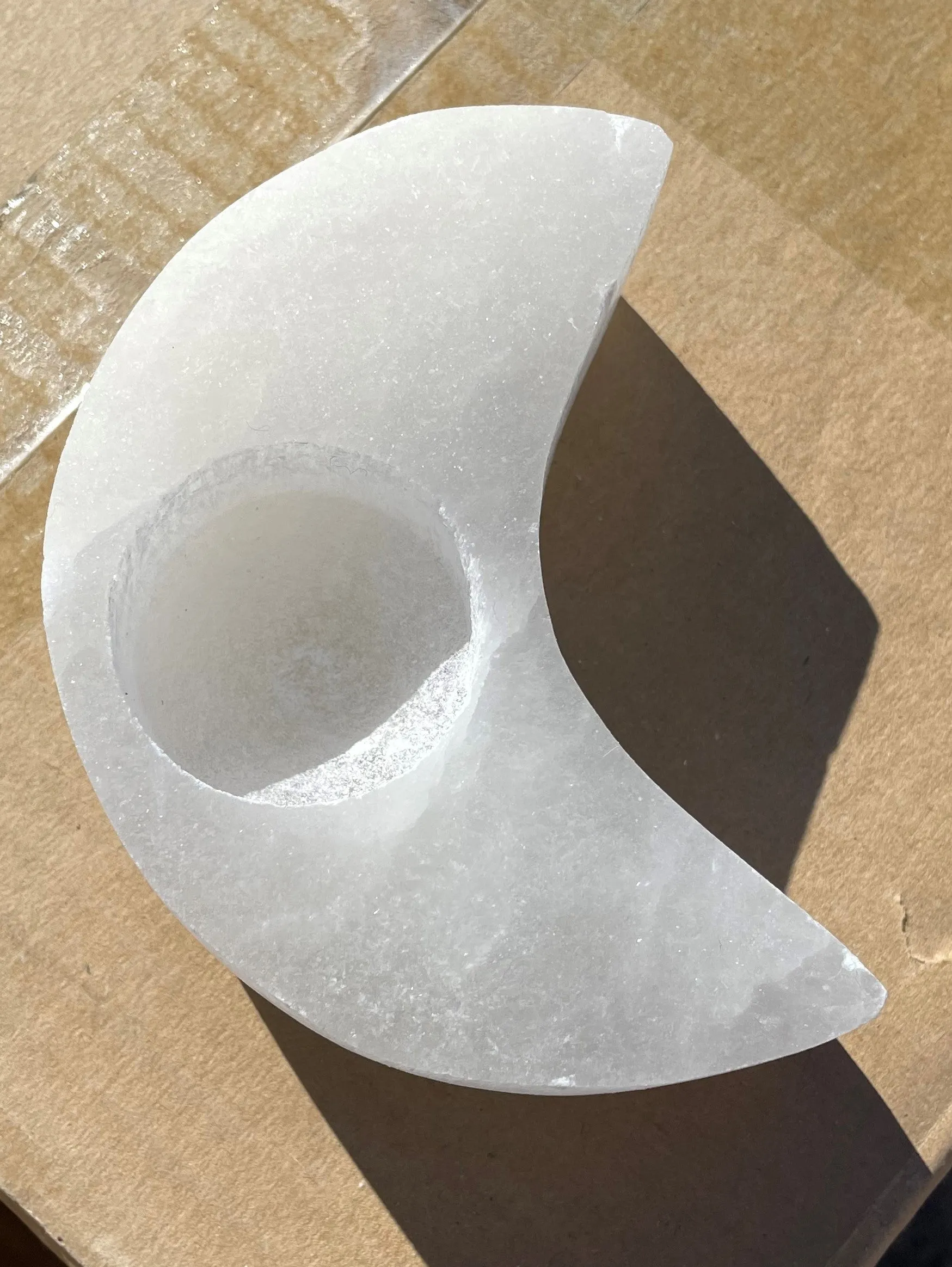 Selenite Moon Candle Holder