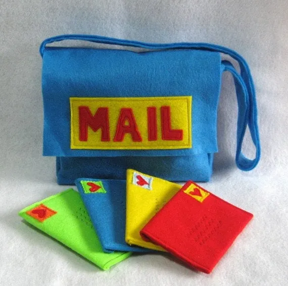 Sewing Pattern, Mail Bag with Working Envelopes, Valentine Mail Set, Includes Alphabet Set for Personalization