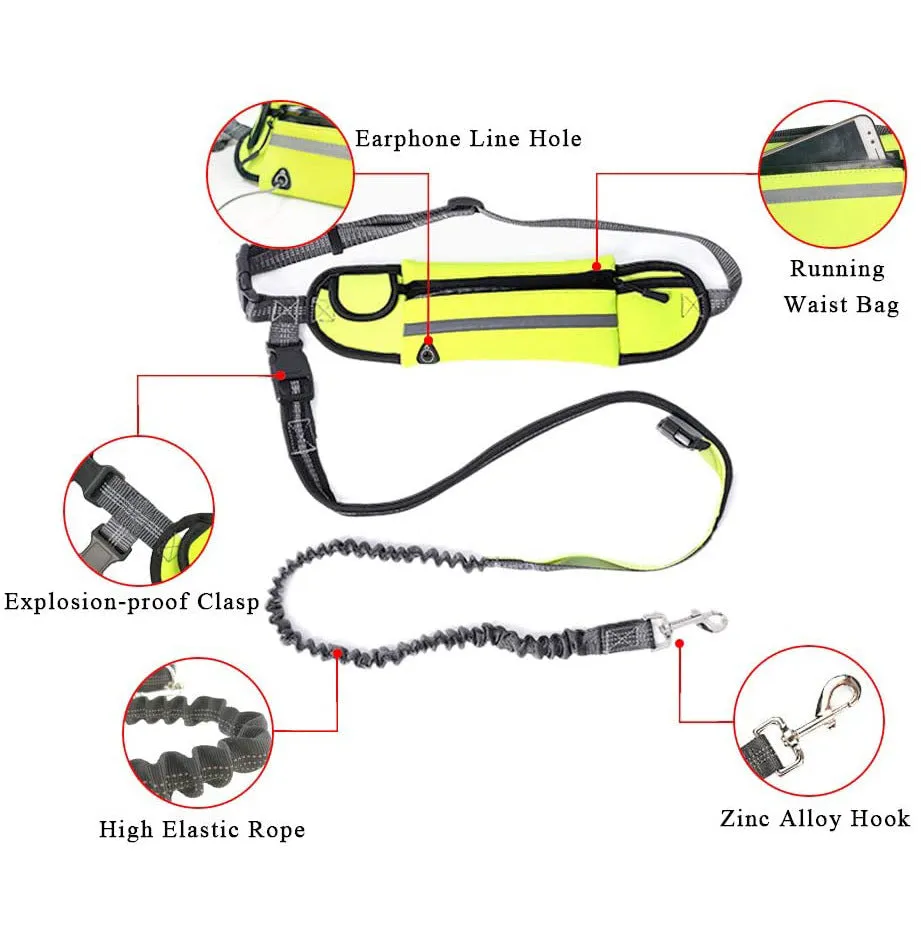 SOGA Yellow Adjustable Hands Free Pet Leash Bag Dog Lead Walking Running Jogging Pet Essentials