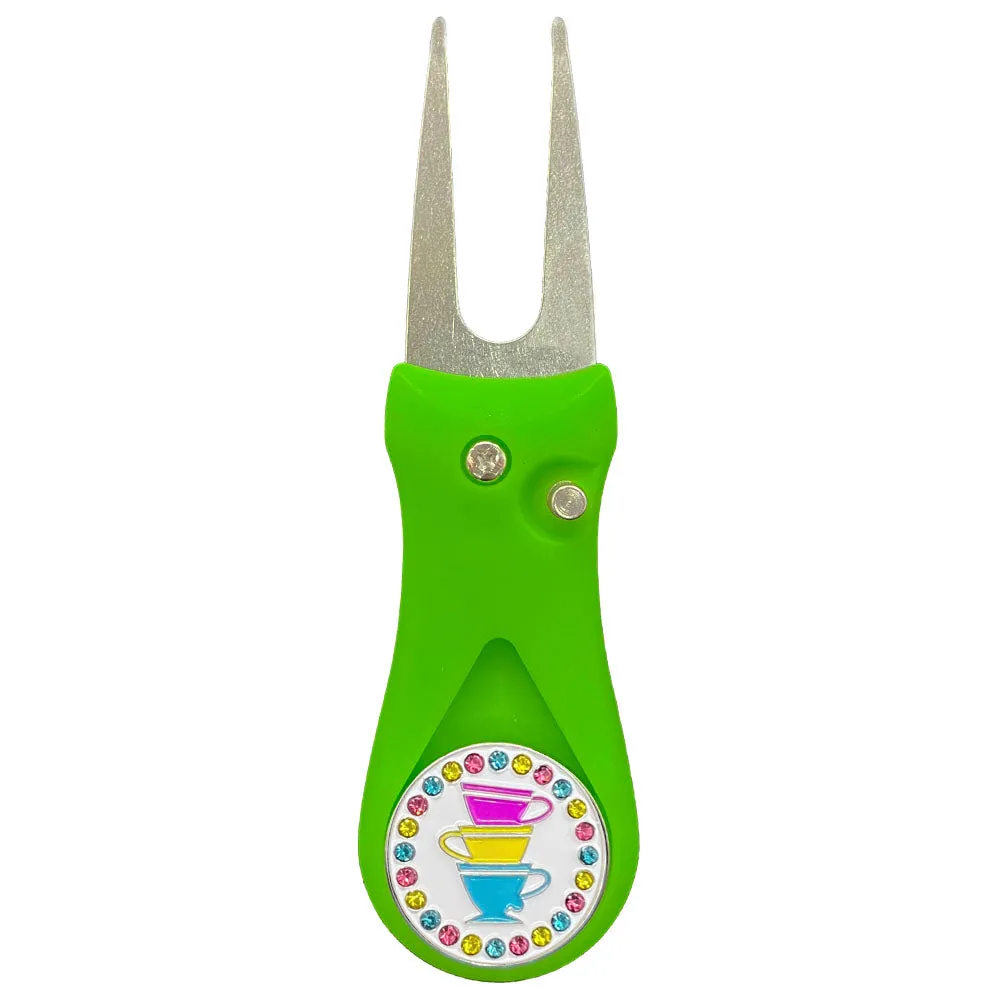 Teacups Golf Ball Marker With Colored Divot Repair Tool