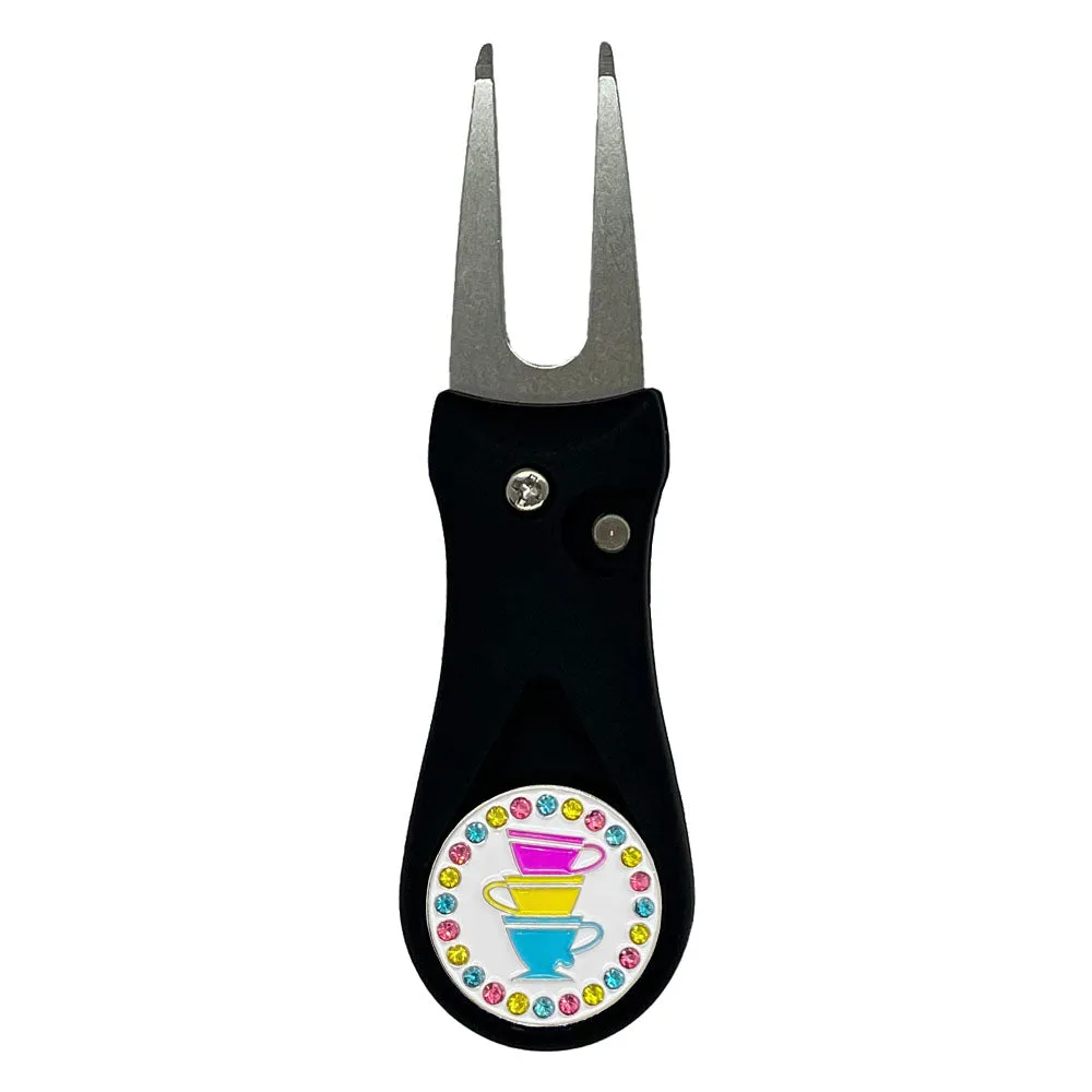 Teacups Golf Ball Marker With Colored Divot Repair Tool