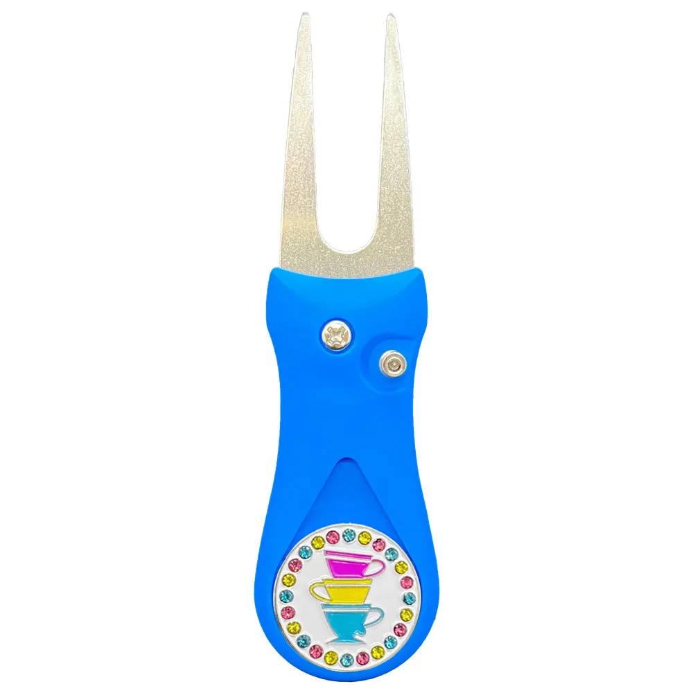 Teacups Golf Ball Marker With Colored Divot Repair Tool