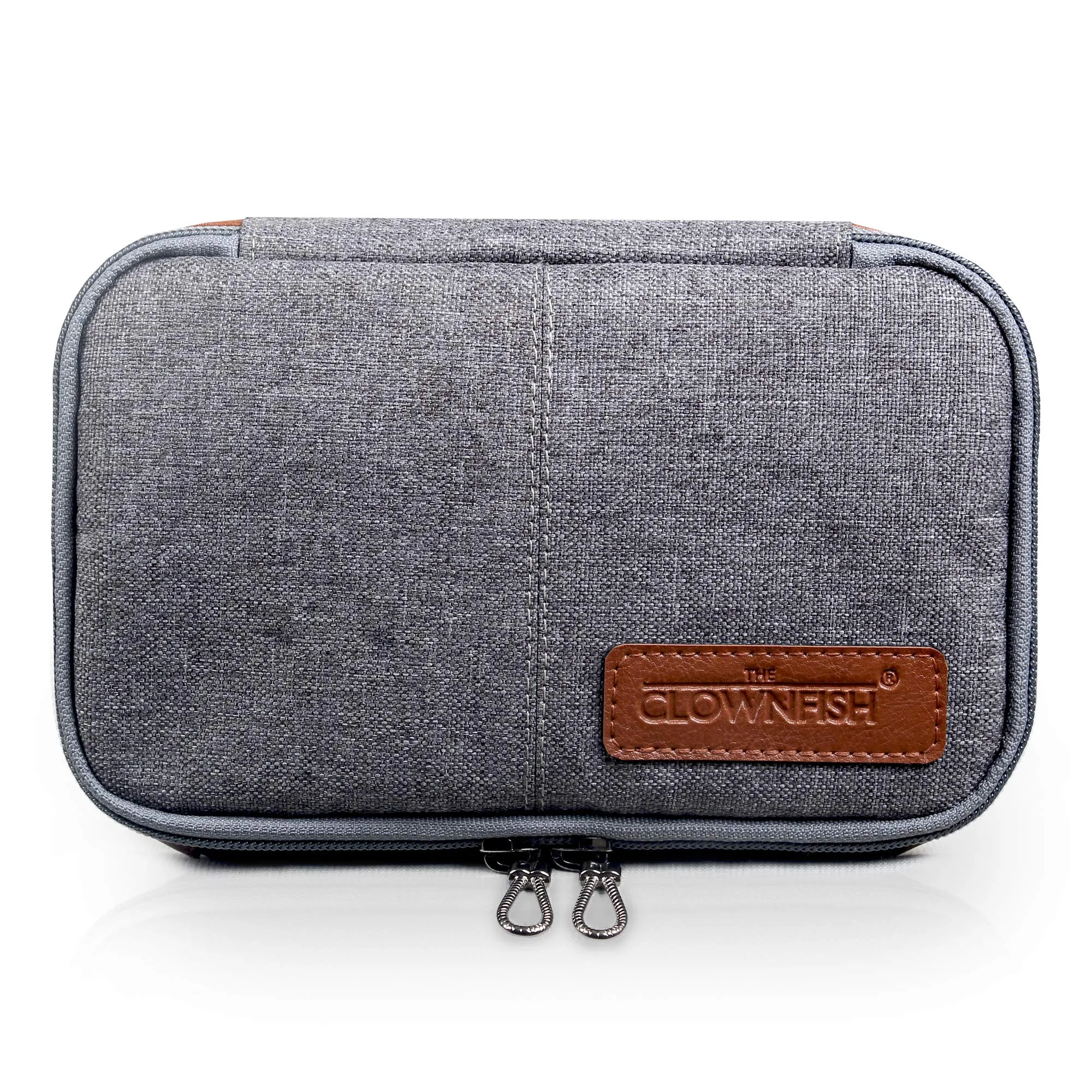 THE CLOWNFISH Men's And Women's Fabric And Modern Travel Pouch Toiletry Shaving Kit Bag (Grey, 2L)