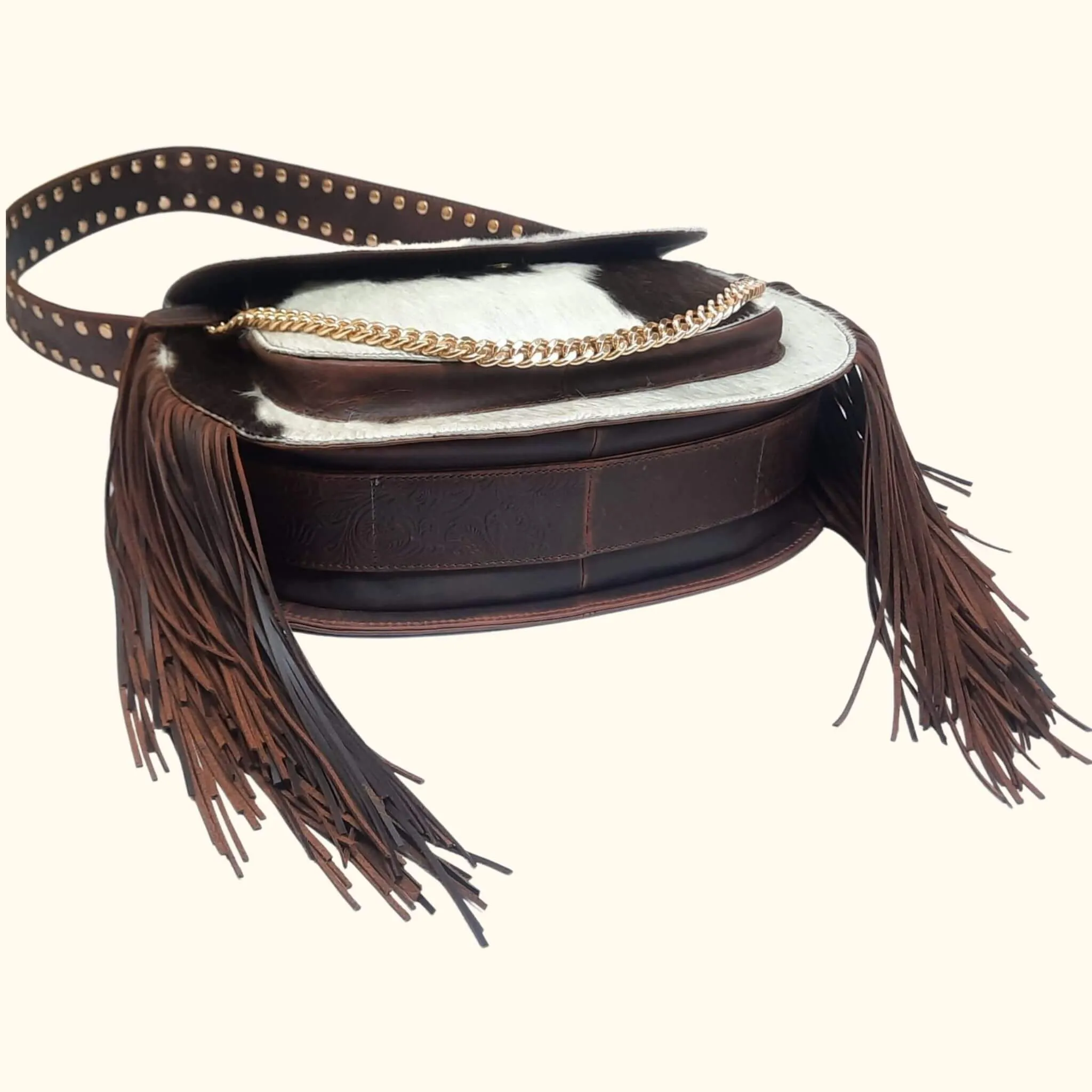 The Savannah - Cowhide Fringe Crossbody Purse