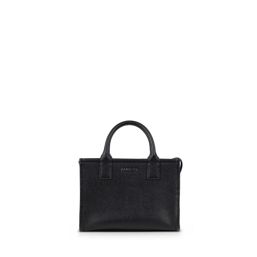 The Tania - Black Vegan Leather Mini Tote Bag