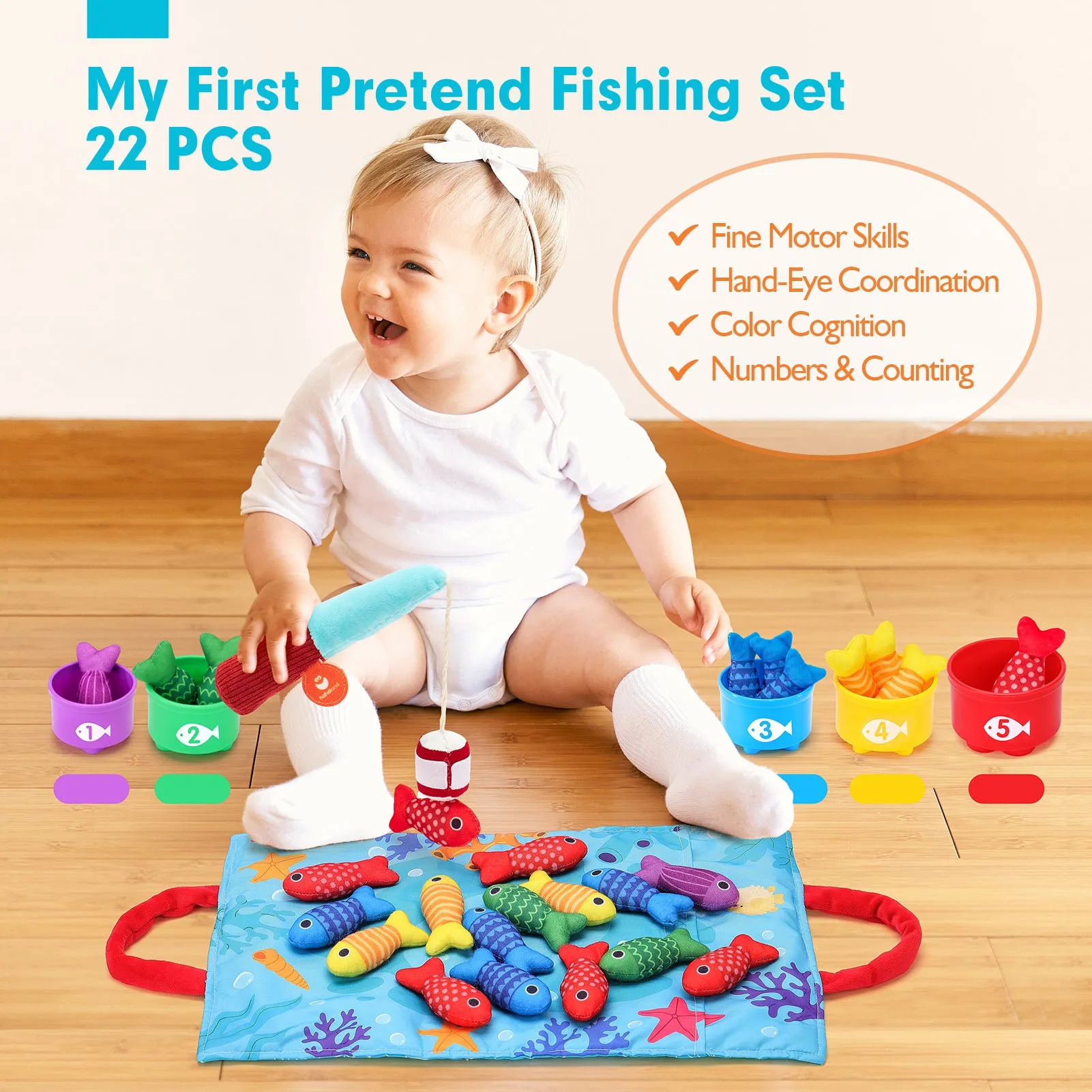 Toddler Montessori Fishing Toys for 1 Year Old