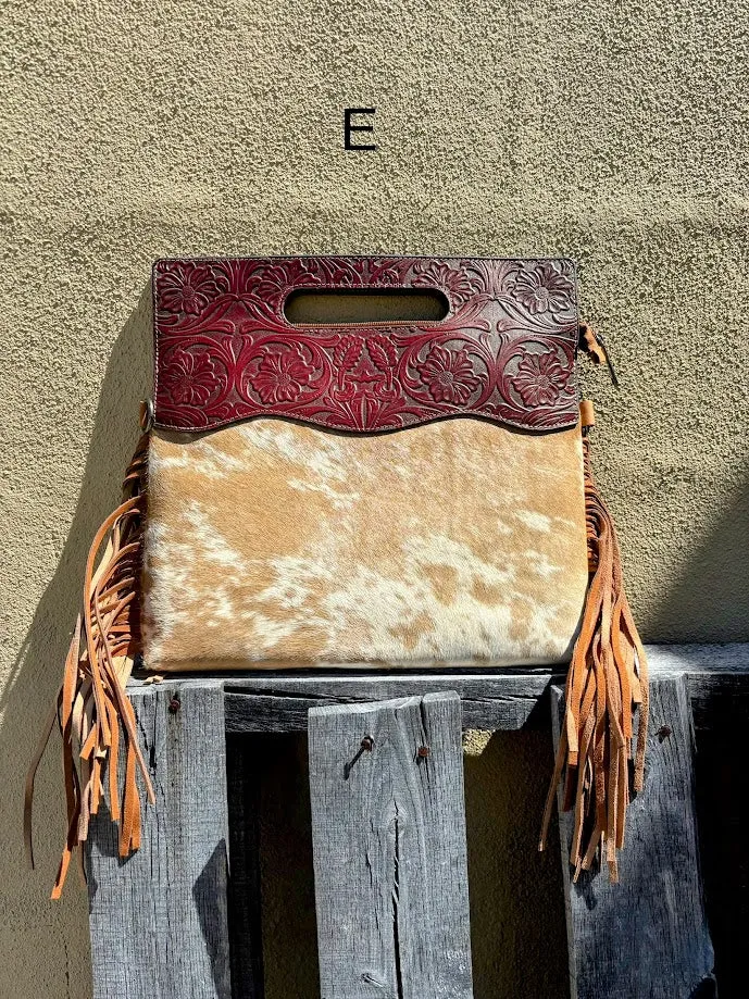 Top Notch Accessories 3074BR Brown Cowhide & Tooled Leather Purse