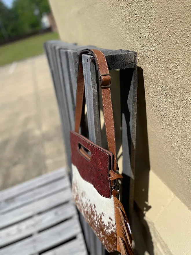 Top Notch Accessories 3074BR Brown Cowhide & Tooled Leather Purse