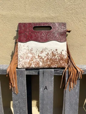 Top Notch Accessories 3074BR Brown Cowhide & Tooled Leather Purse