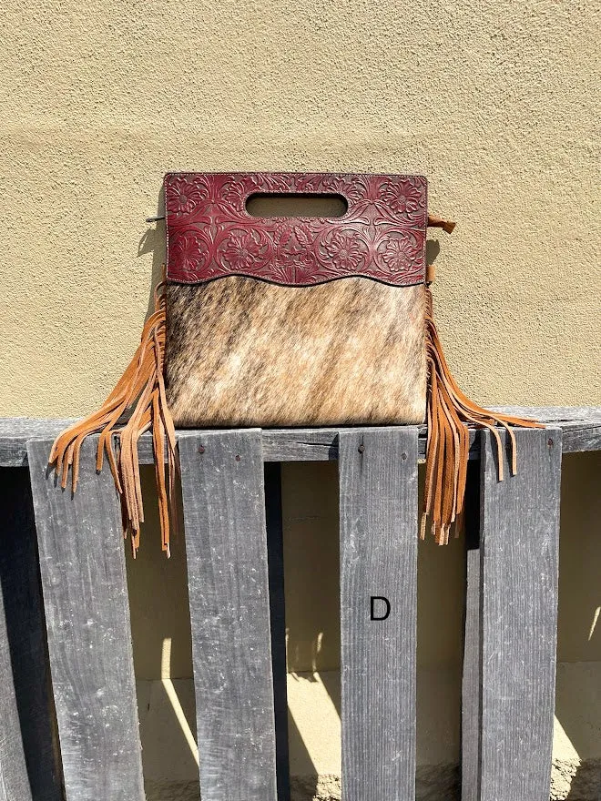 Top Notch Accessories 3074BR Brown Cowhide & Tooled Leather Purse