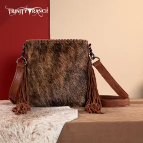 TR162G-2001   Trinity Ranch Hair-On Cowhide Fringe Concealed Carry Crossbody Bag - Brown