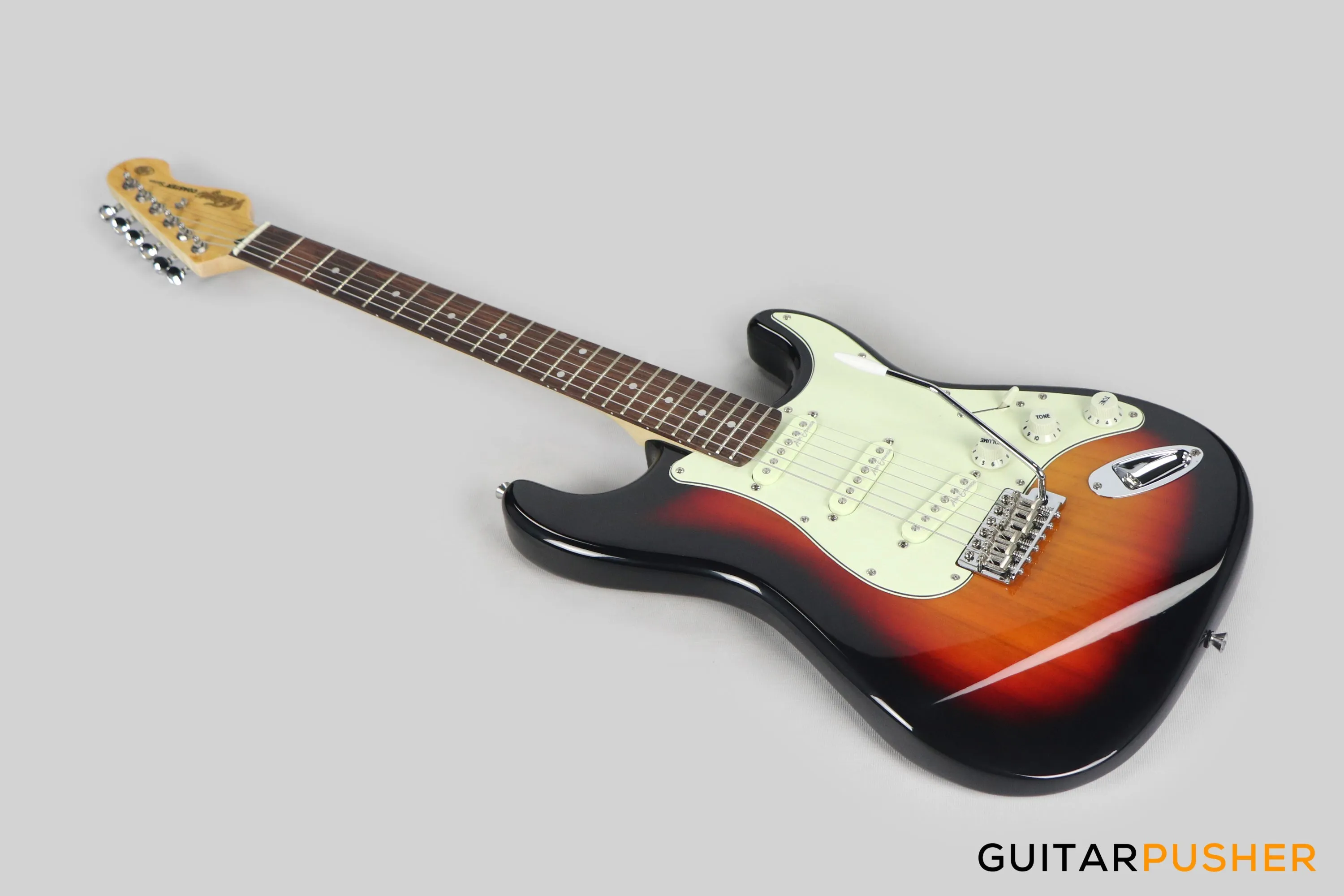 Vintage Coaster Series V60 S-Style Electric Guitar w/ Kinsman 10-Watt Amplifier, Gig Bag, & Accessories - 3-Tone Sunburst