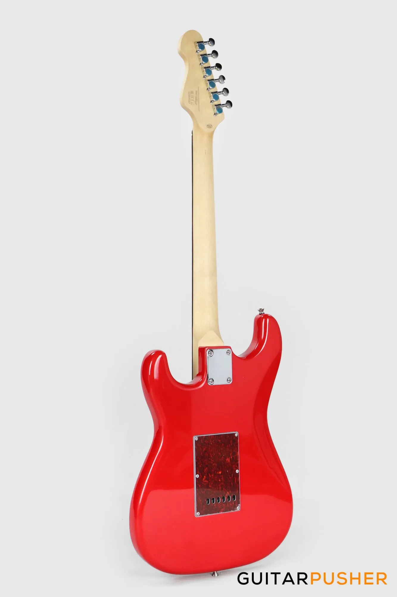 Vintage Coaster Series V60 S-Style Electric Guitar w/ Kinsman 10-Watt Amplifier, Gig Bag, & Accessories - Gloss Red