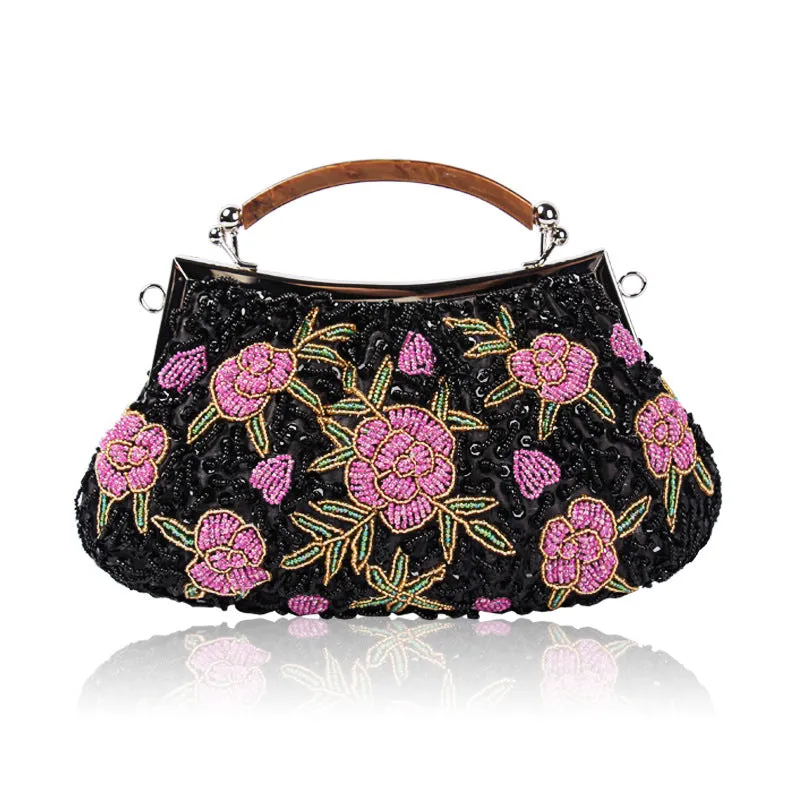 Vintage Flower Embroidery Sequins Handbag