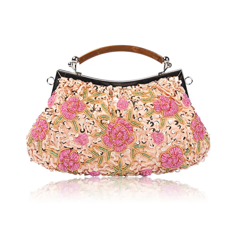 Vintage Flower Embroidery Sequins Handbag