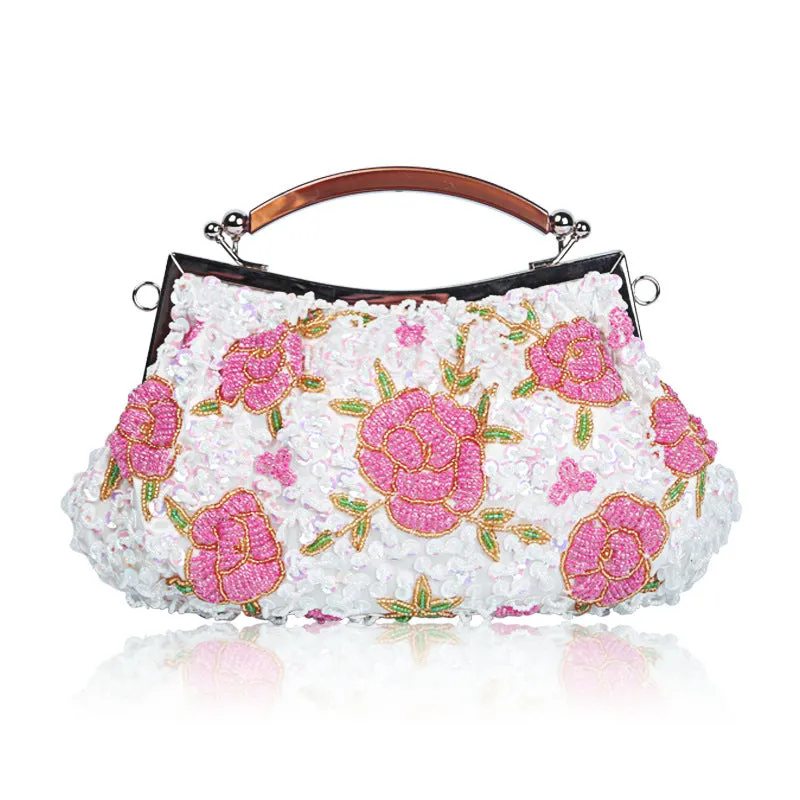 Vintage Flower Embroidery Sequins Handbag