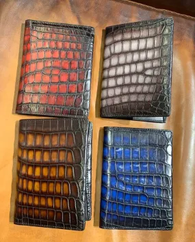 Vintage Genuine Crocodile Skin Leather  Passport Case Holder