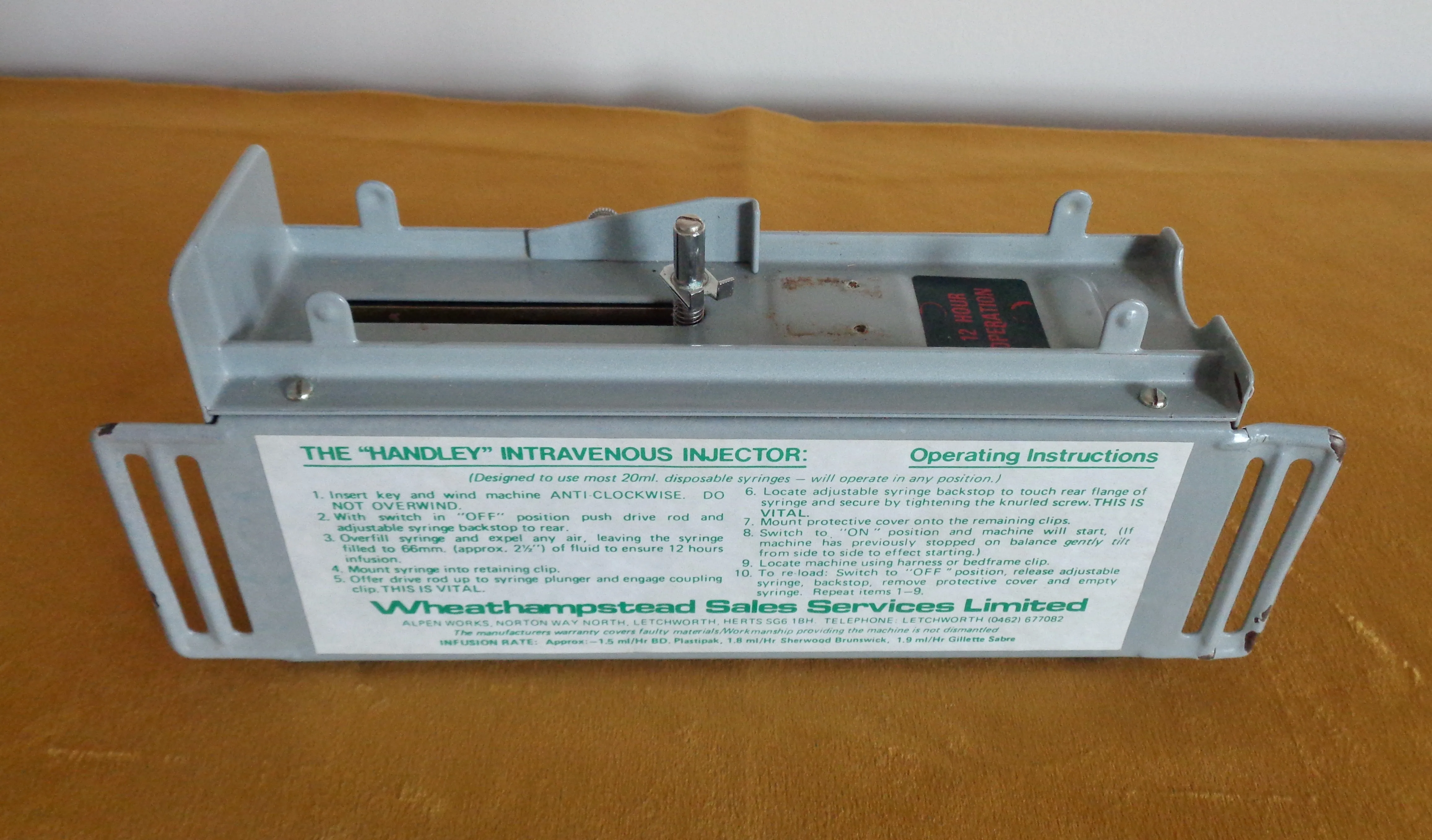 Vintage The Handley Clockwork Intravenous Injector Syringe Pump