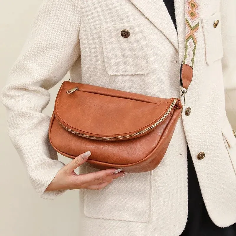 Vintage Vegan Leather Crossbody Bag