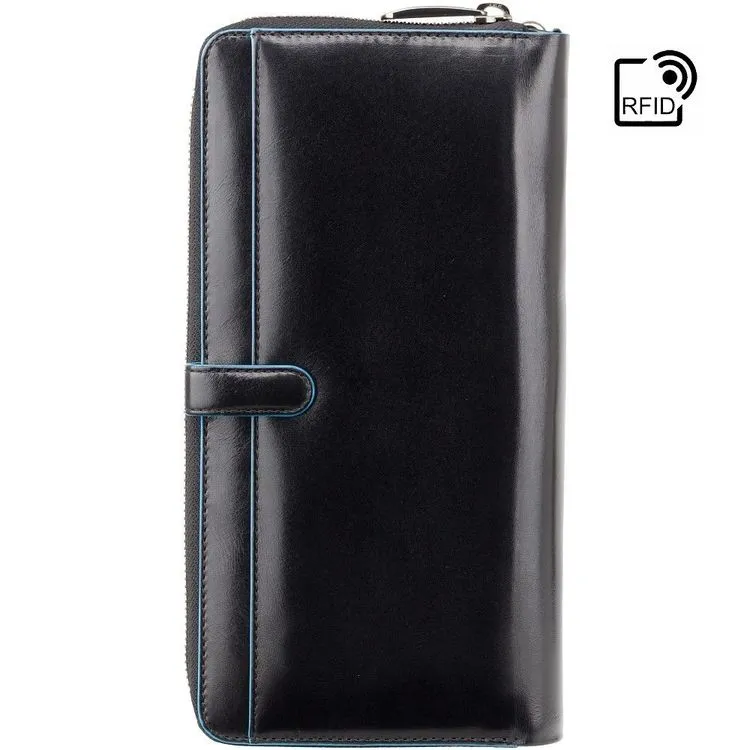 Visconti Alfred Italian RFID Black Leather Travel Wallet