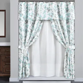 Weeping Flora Double Swag Shower Curtain 16 Piece Complete Set