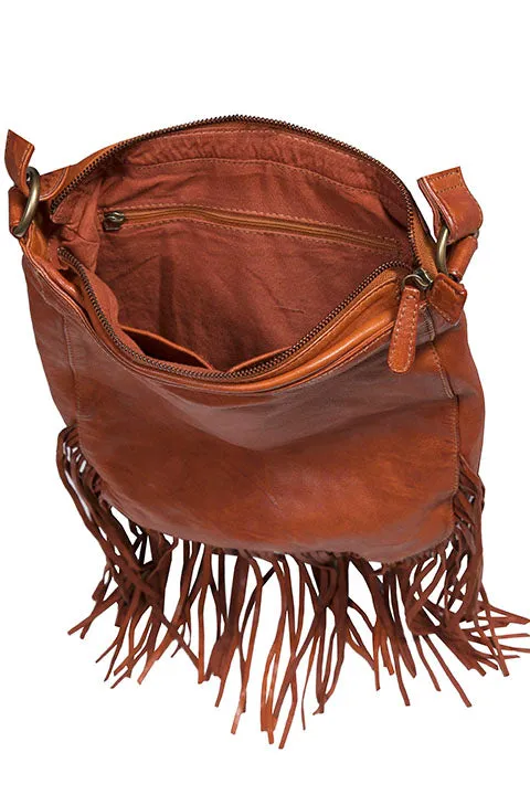 Western Shoulder Bag with Fringe and Pick Stitch