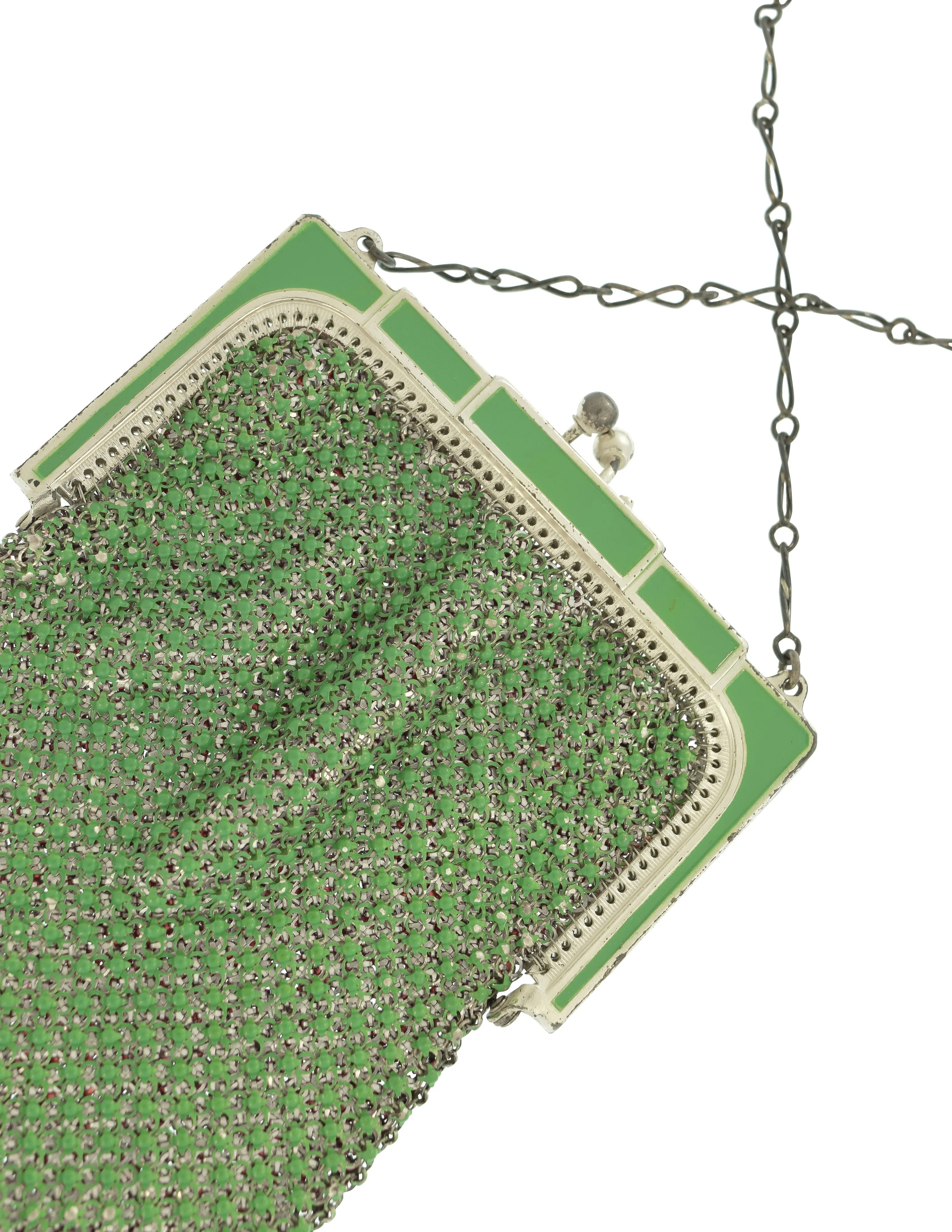 Whiting & Davis Vintage 1920s 'Beadlite' Seafoam Green Art Deco Mesh Small Handbag