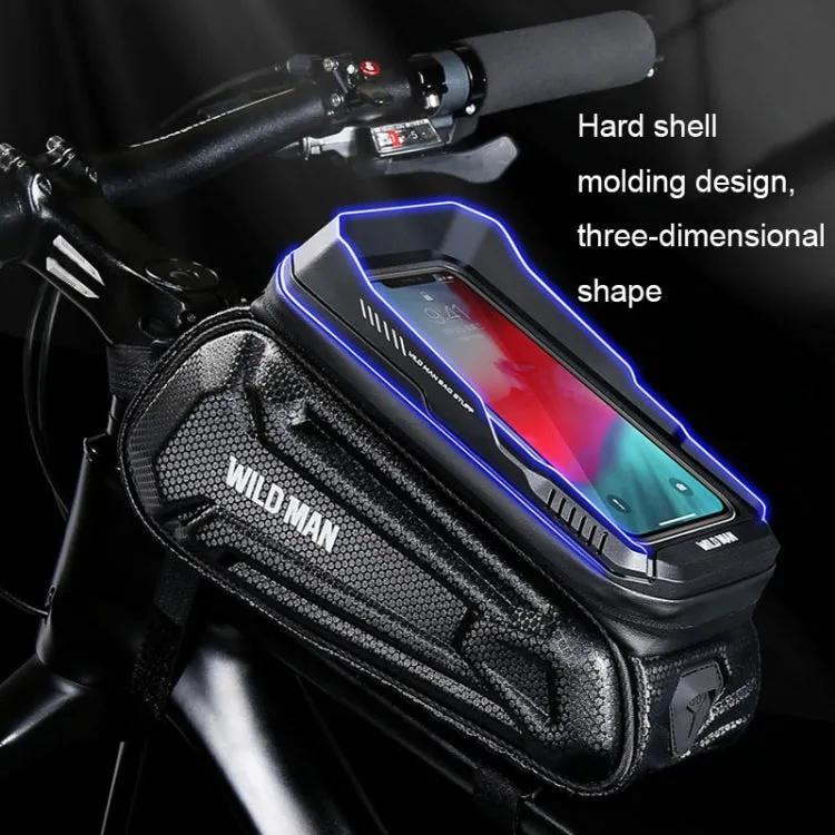 WILD MAN XT5 1.2L EVA Hard Shell Bike Front Beam Bag Touch Screen Phone Waterproof Bag(Twill Pattern)