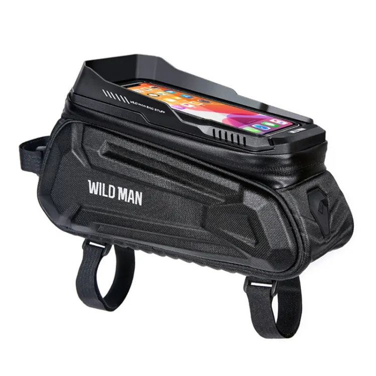 WILD MAN XT5 1.2L EVA Hard Shell Bike Front Beam Bag Touch Screen Phone Waterproof Bag(Twill Pattern)