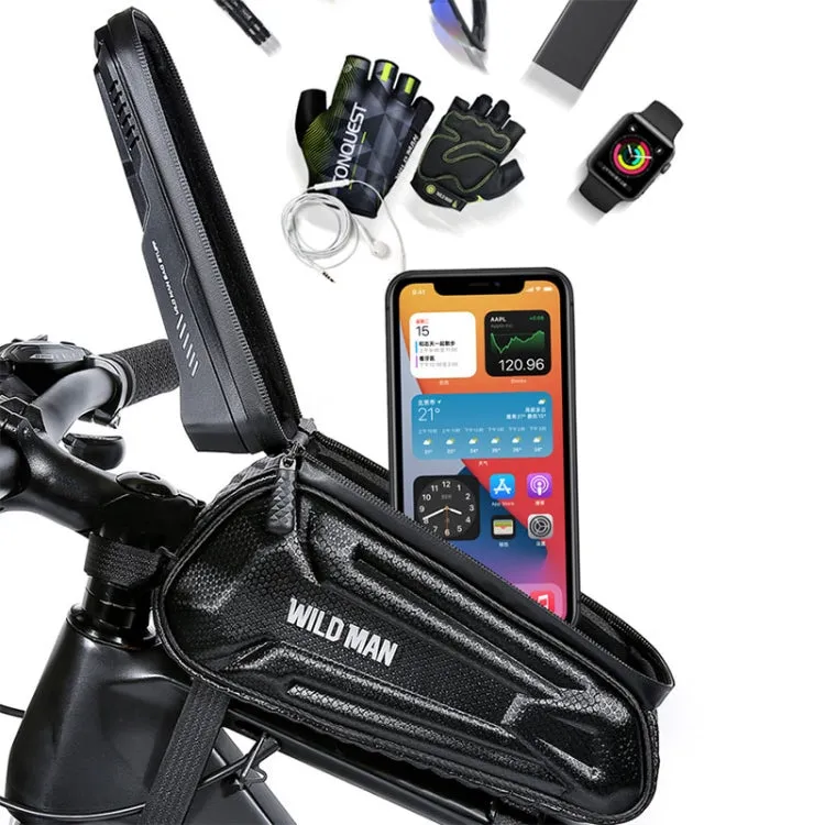 WILD MAN XT5 1.2L EVA Hard Shell Bike Front Beam Bag Touch Screen Phone Waterproof Bag(Twill Pattern)