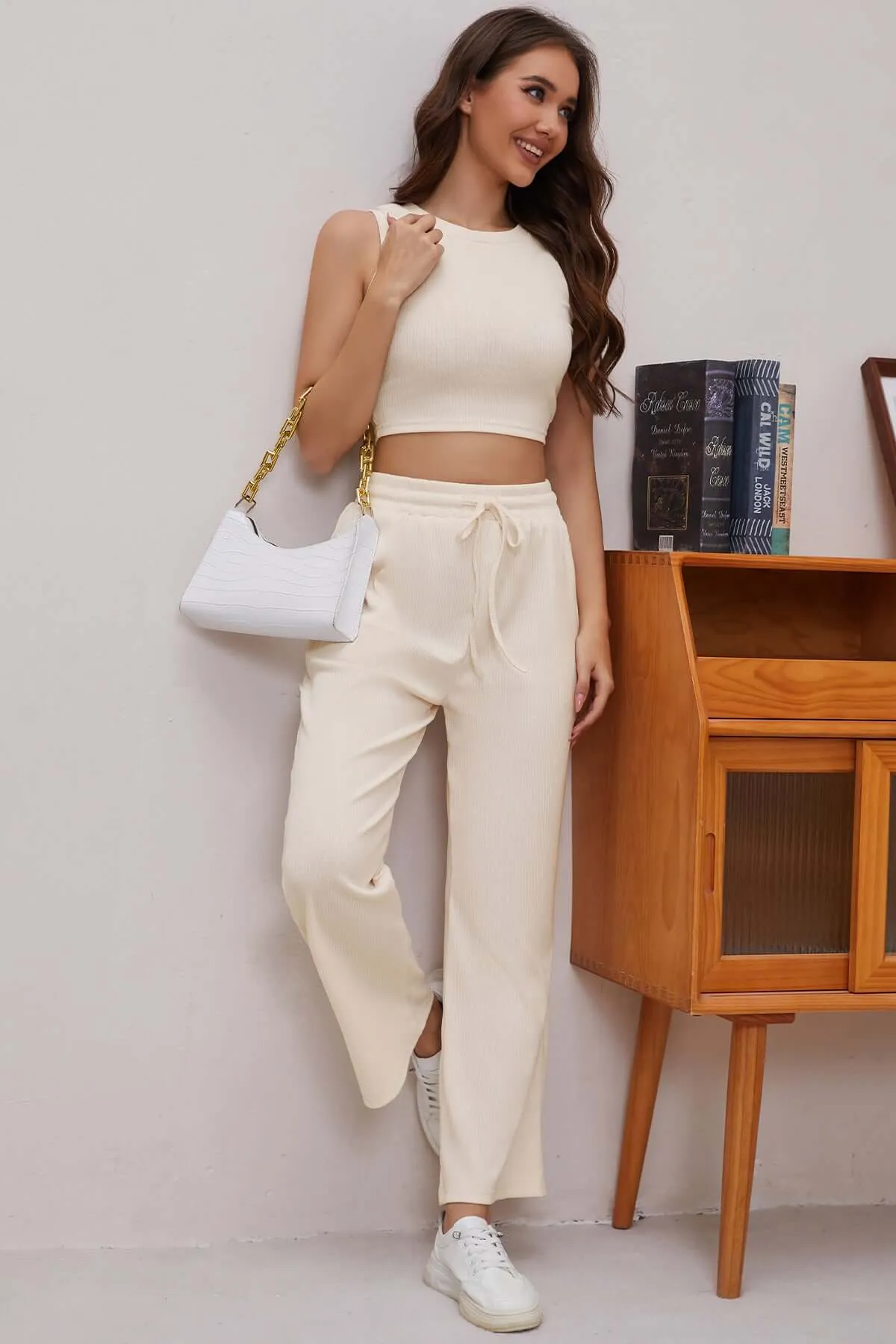 Women Ribbed Knit Loungewear Set