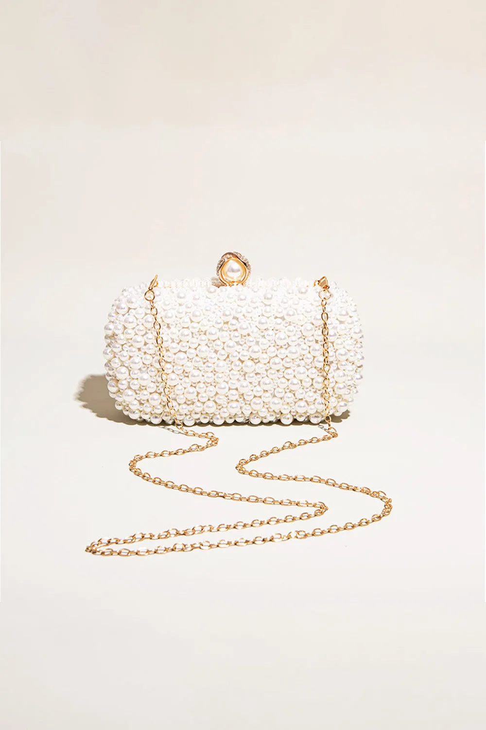 Women’s White Pearls Beaded Evening Clutch Bags