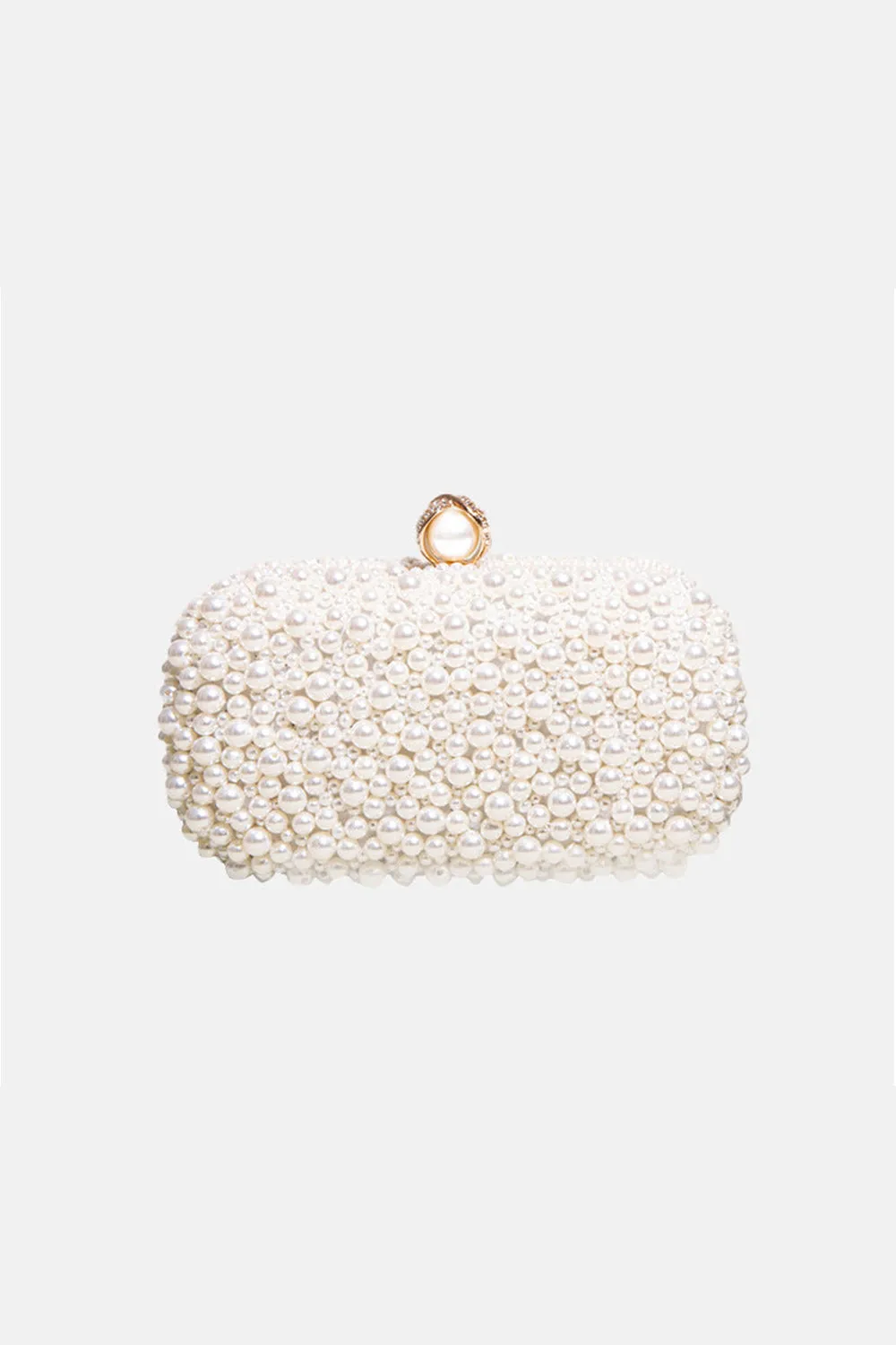 Women’s White Pearls Beaded Evening Clutch Bags