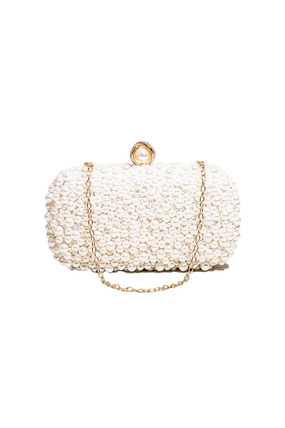 Women’s White Pearls Beaded Evening Clutch Bags