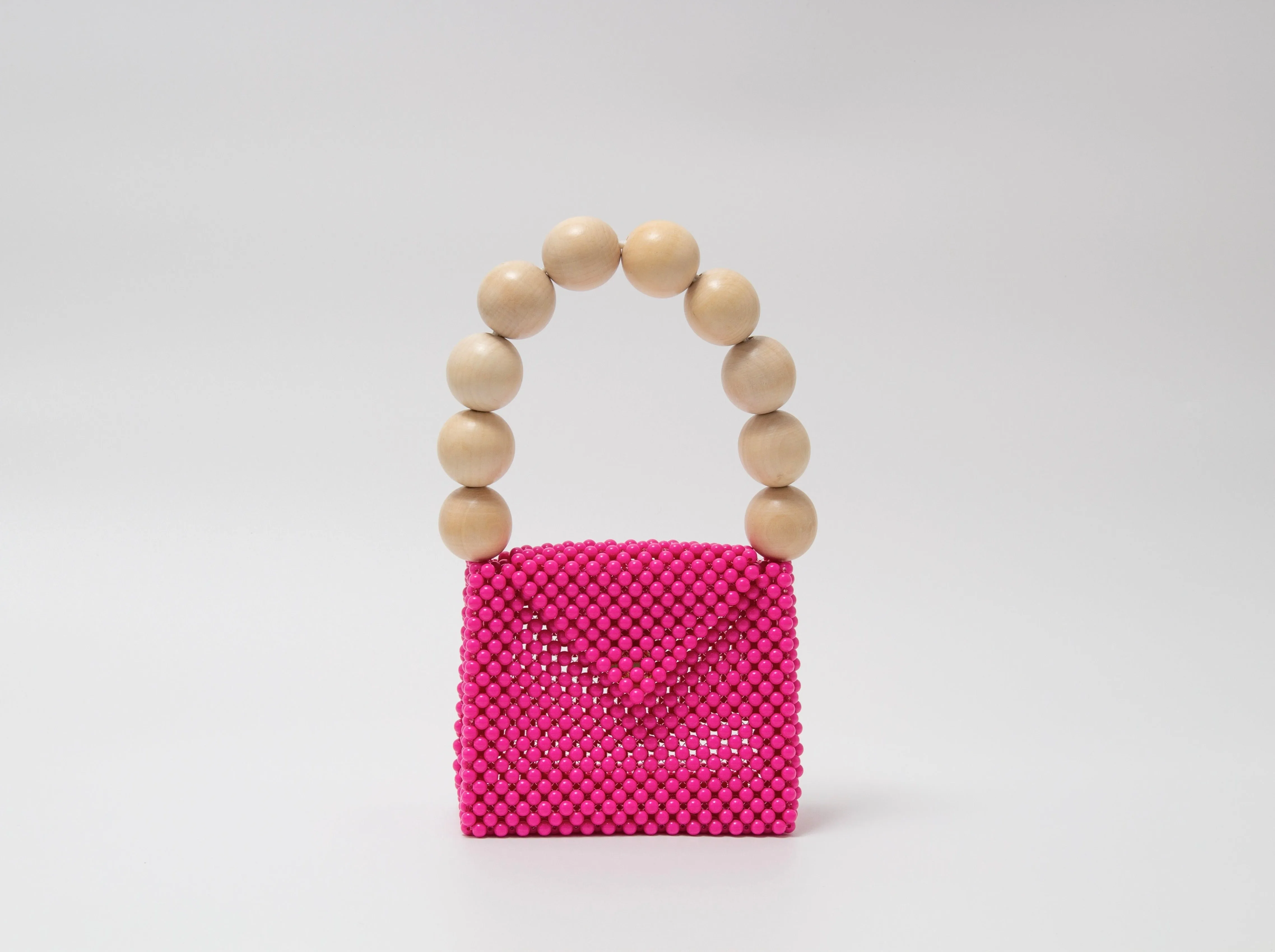 wood ball hand bag（vivid pink）