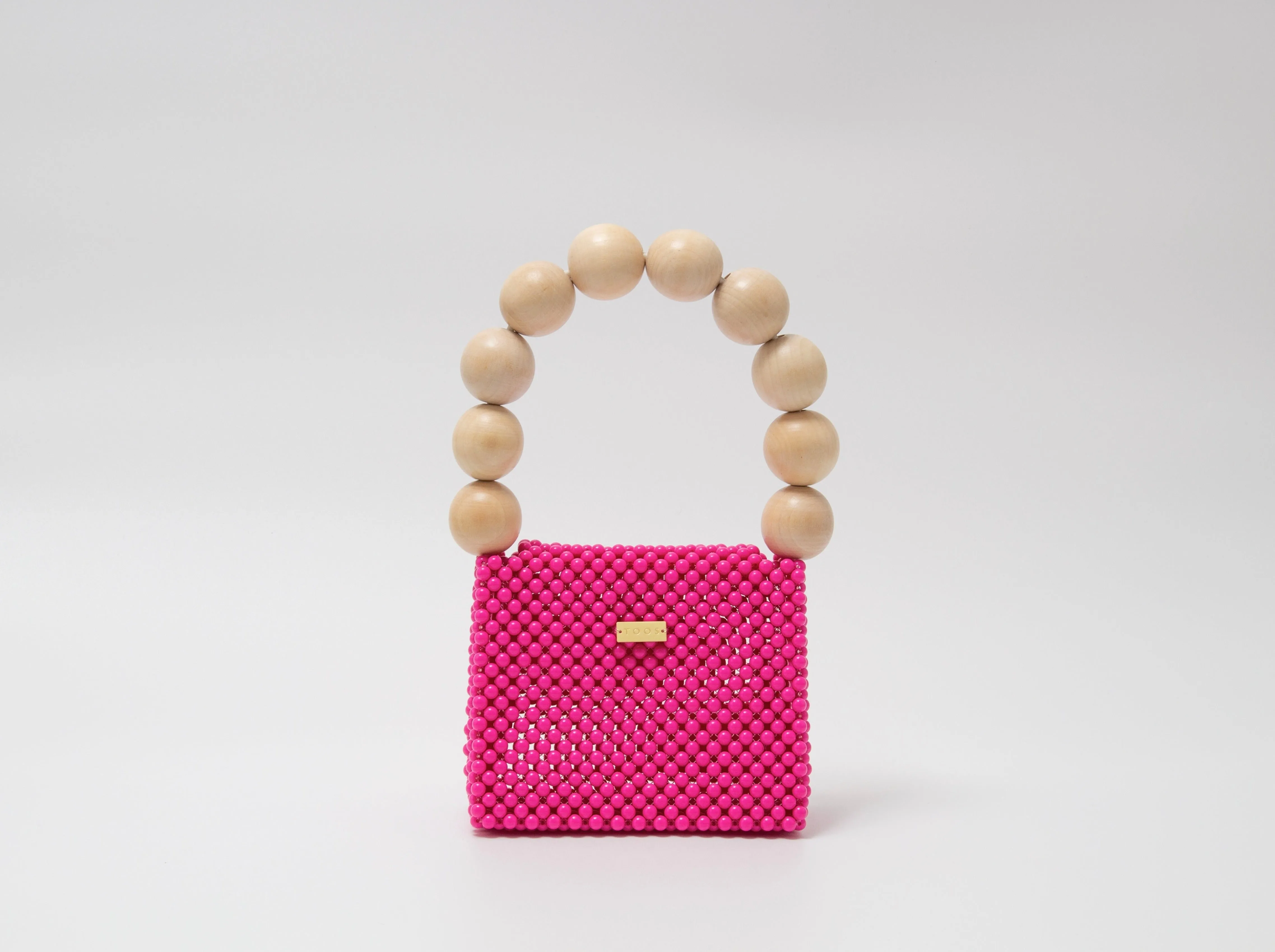 wood ball hand bag（vivid pink）