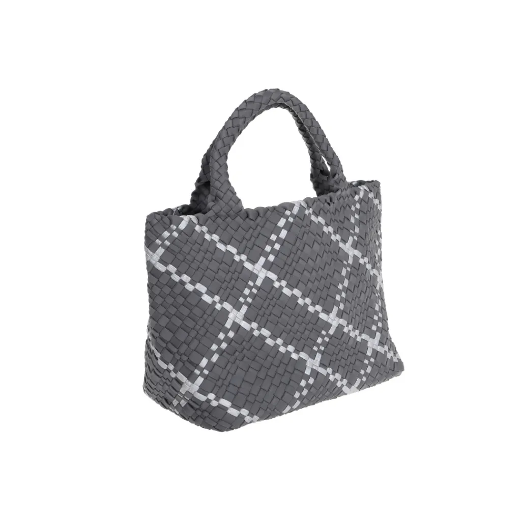 Woven Neoprene Large Tote - Grey/Silver