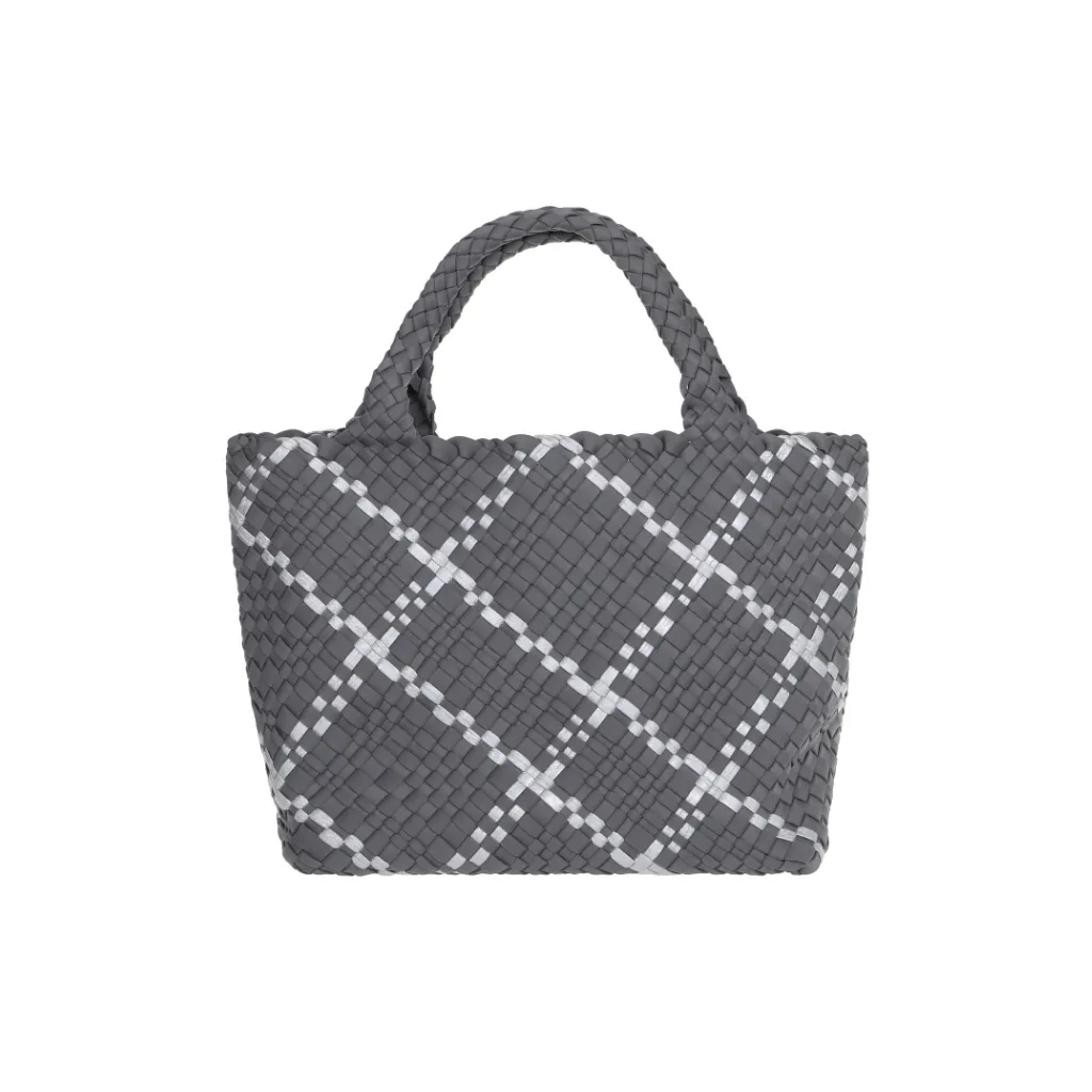 Woven Neoprene Large Tote - Grey/Silver