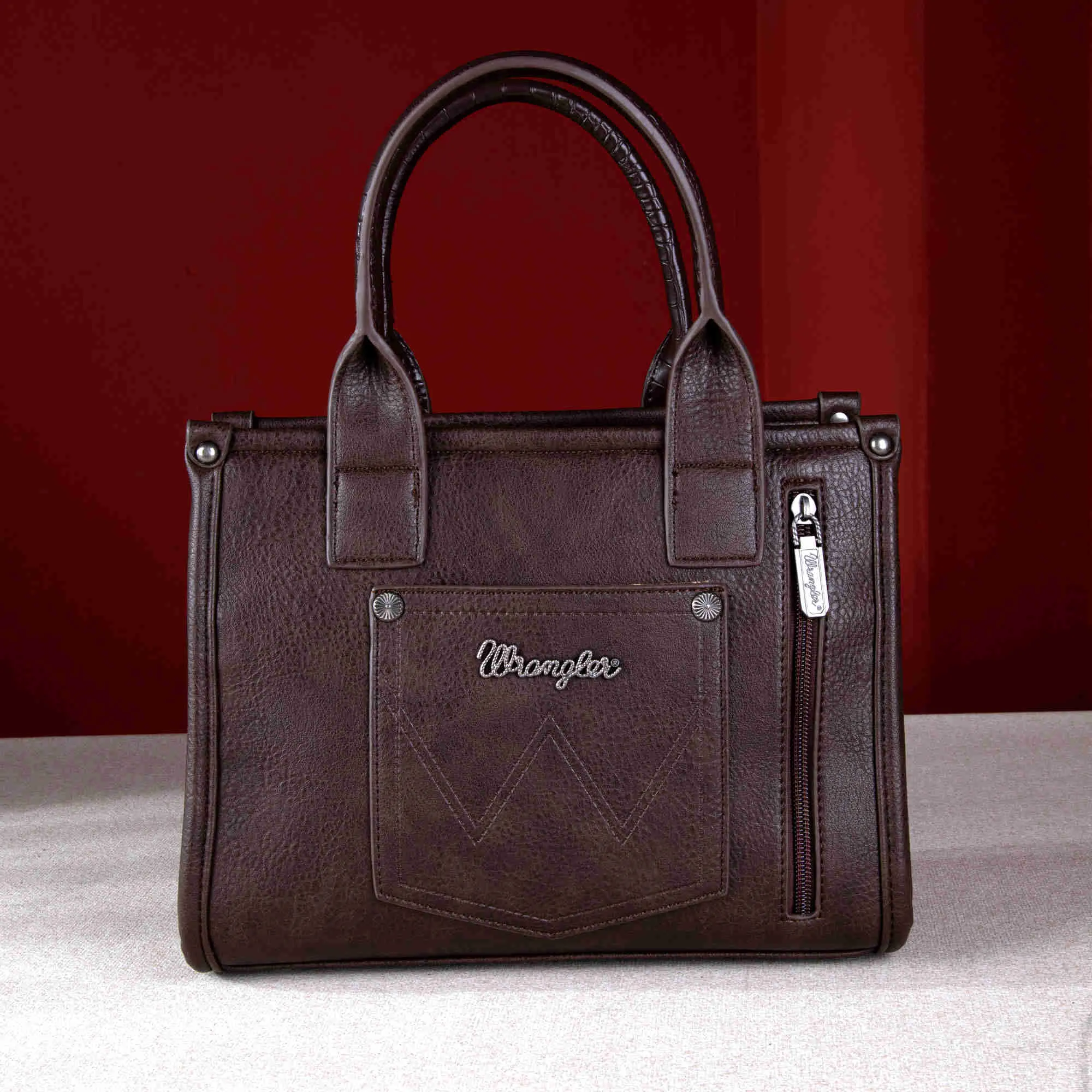 Wrangler Croc Print Concealed Carry Tote/Crossbody - Coffee