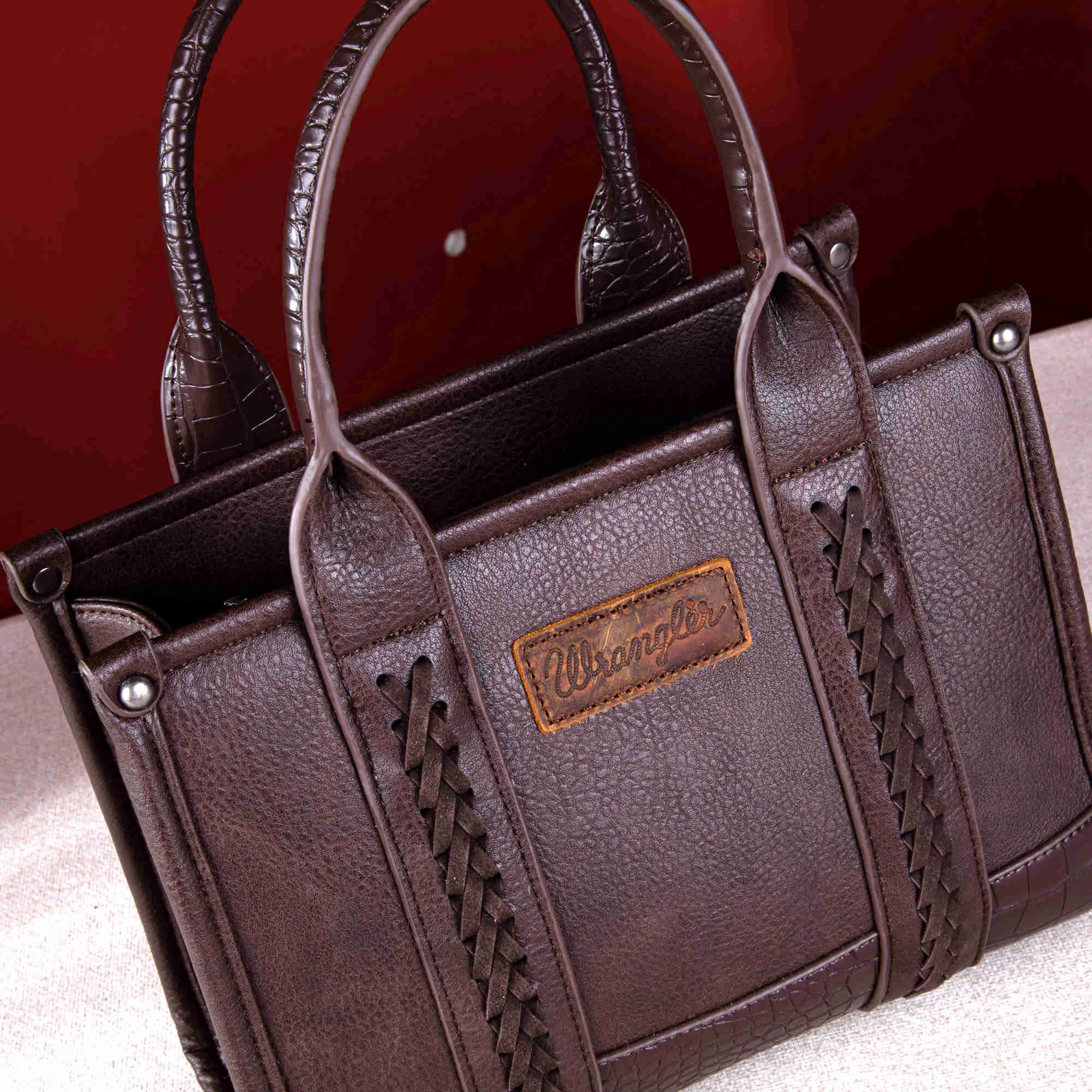 Wrangler Croc Print Concealed Carry Tote/Crossbody - Coffee