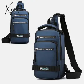 Xajzpa - Men Nylon Rucksack Daypack Messenger Bag with USB Charging Port  Male Fashion Knapsack Backpack Cross body Sling Chest Pack Bag